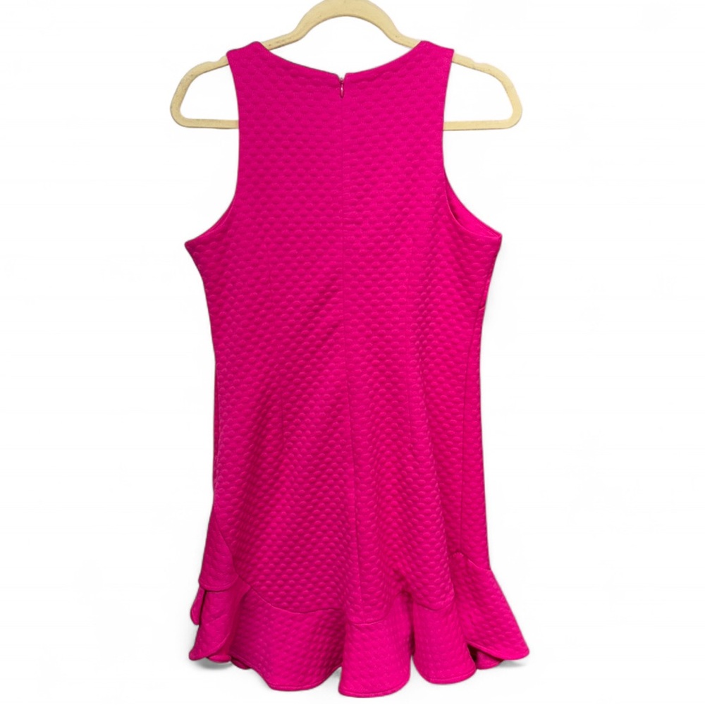 **SOLD** Eliza J Hot Pink Textured Ruffle Hem Mini Dress - Picture 7 of 8